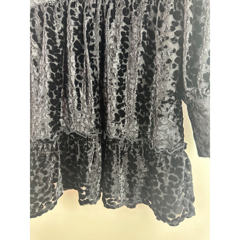 NEW Topshop Balloon Sleeve Tiered Dress Animal Print Velvet Black 6P Witchy - Picture 8 of 16